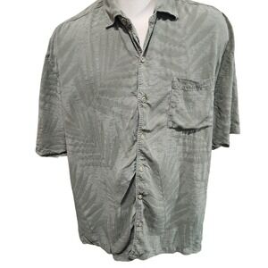 Tommy Bahama Mens 2XB 100%  Silk Short Sleeve Button Up Shirt Palm Leaf sm flaw